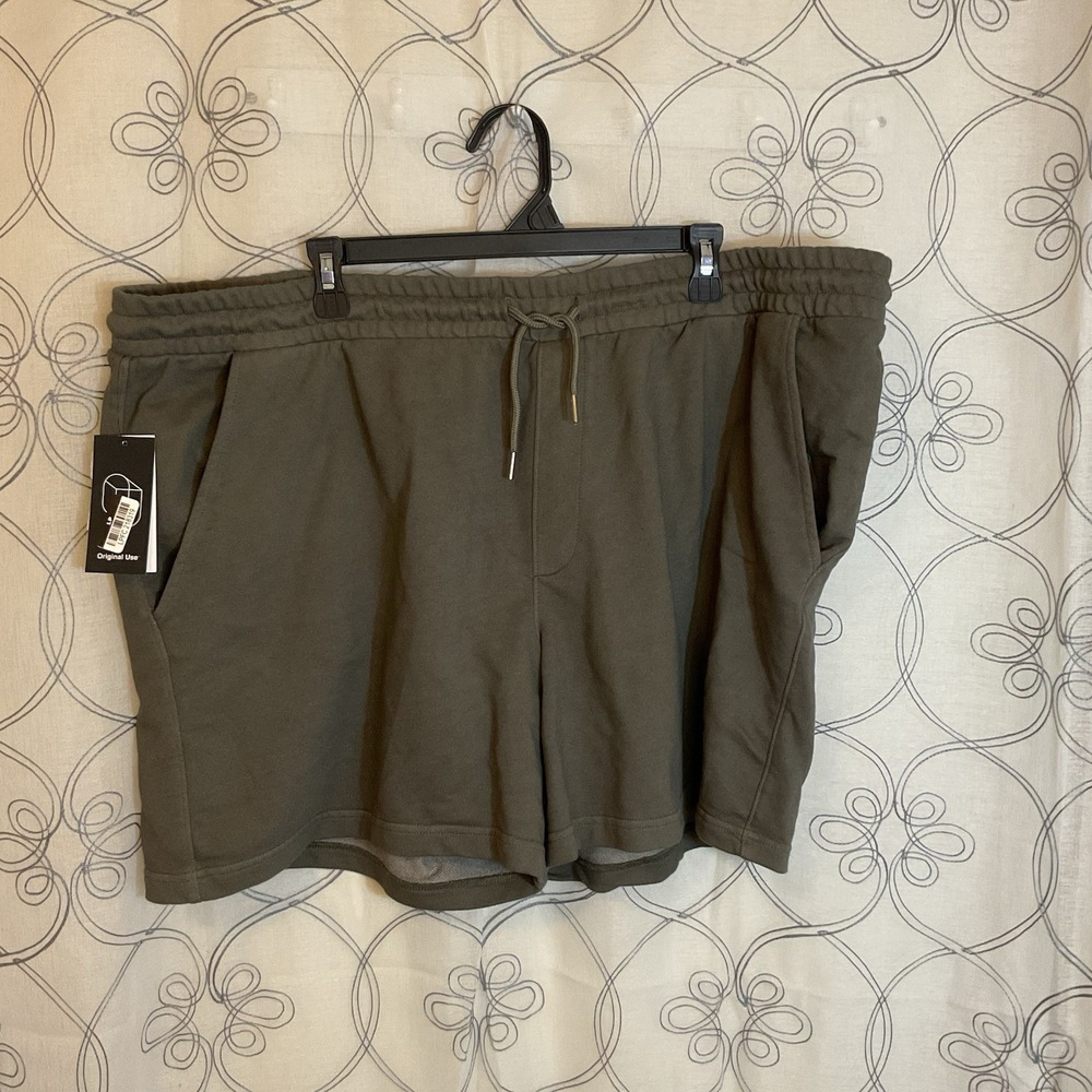 Men's Original Use Green Shorts Elastic Waist Pockets Size XXL